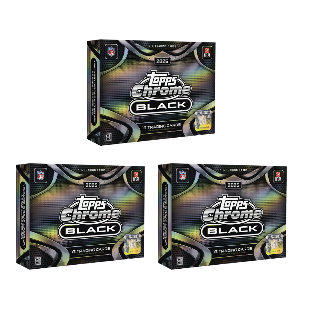 BREAK#12C 2025 Topps Chrome Black Football Hobby (x3) Pick Your Team 07/24/26 RIP ON FILL