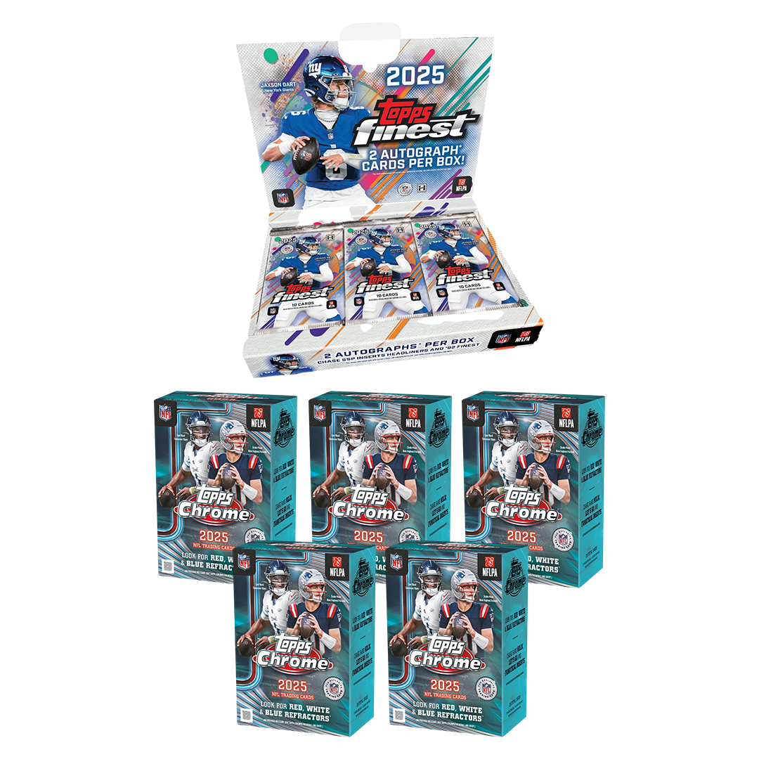 BREAK#157 MONDAY 2025 Topps Finest Football Hobby + Topps Chrome Football Blaster (x5) Pick Your Team (BS) 06/15/26 01:30 PM EST or RIP ON FILL