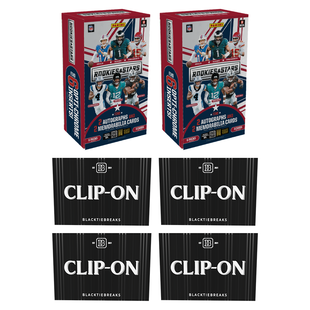 BREAK#305 WEDNESDAY  2025 Panini Rookies & Stars Football Hobby (x2) + BlackTie Football Clip-On (x4) Pick Your Team (SM) 02/25/26 06:00 PM EST or RIP ON FILL