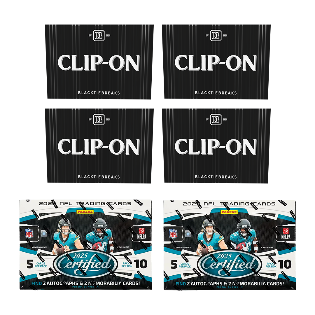 BREAK#396 SUNDAY 12/21/25 07:30 AM EST or RIP ON FILL 2025 Panini Certified Football Hobby (x2) + BlackTie Football Clip-On (x4) Pick Your Team (BS)