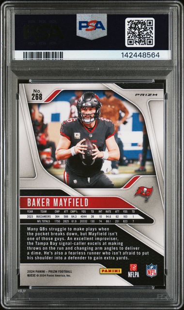 2024 Panini Prizm Baker Mayfield Pink Prizm #268 PSA AUTH Auto 10