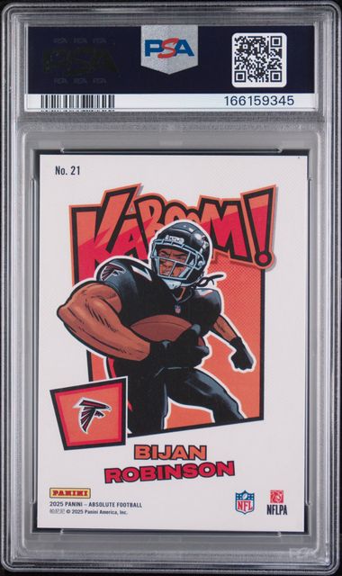 2025 Panini Absolute Bijan Robinson Kaboom! Horizontal #21 PSA Mint 9 Auto 10