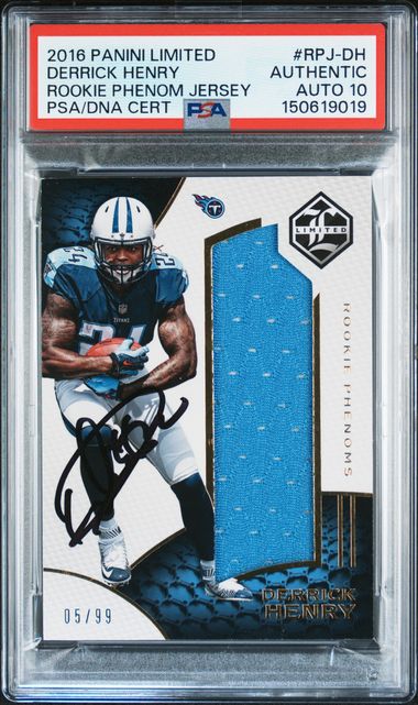 2016 Panini Limited Rookie Phenom Jersey Derrick Henry #RPJ-DH PSA AUTH Auto 10