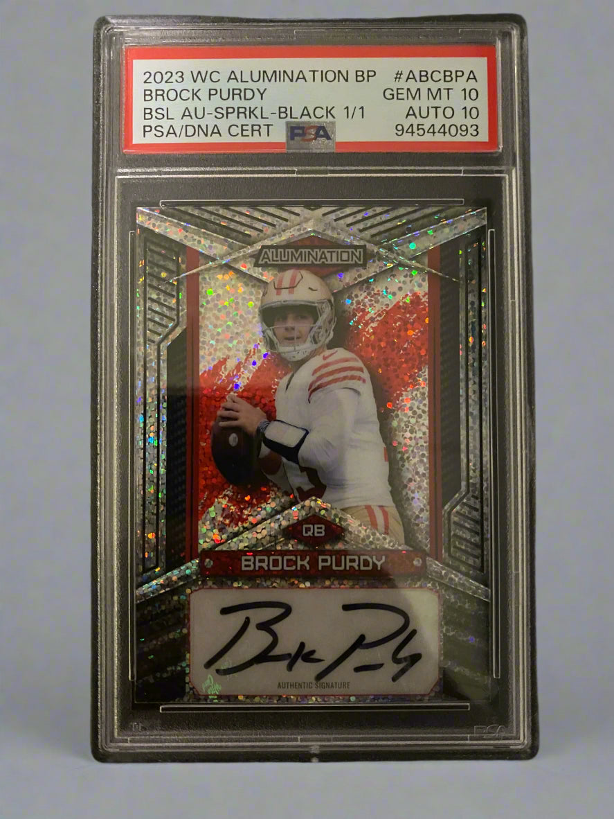 Brock Purdy - 2023 Wild Card Alumination Sparkle Black 1/1 Autograph PSA Graded Trading Card