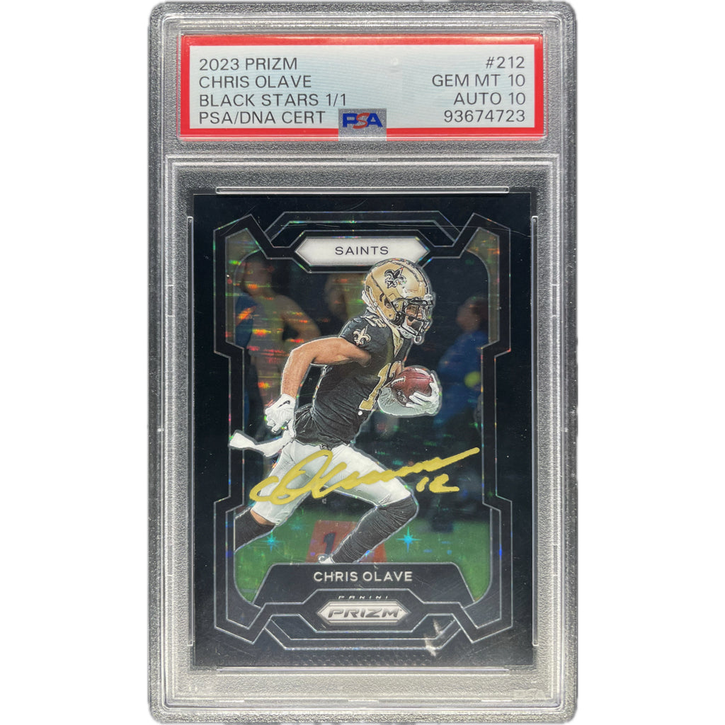 Chris Olave - 2023 Panini Prizm Black Stars 1/1 On-Card Autograph - PSA Graded Trading Card