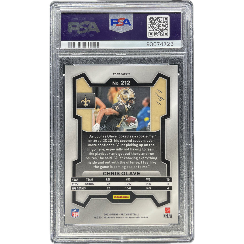 Chris Olave - 2023 Panini Prizm Black Stars 1/1 On-Card Autograph - PSA Graded Trading Card