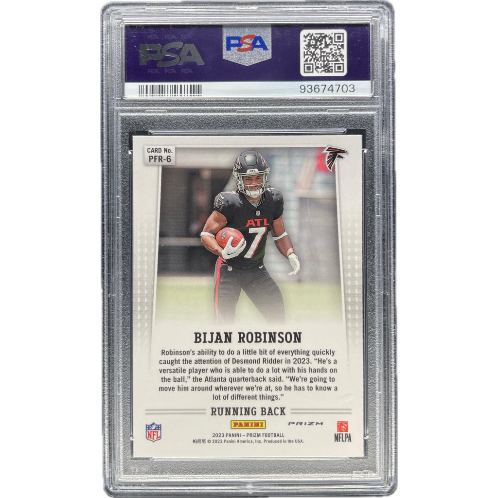 Bijan Robinson - 2023 Prizm Flashback Rookie On-Card Auto PSA Graded Trading Card