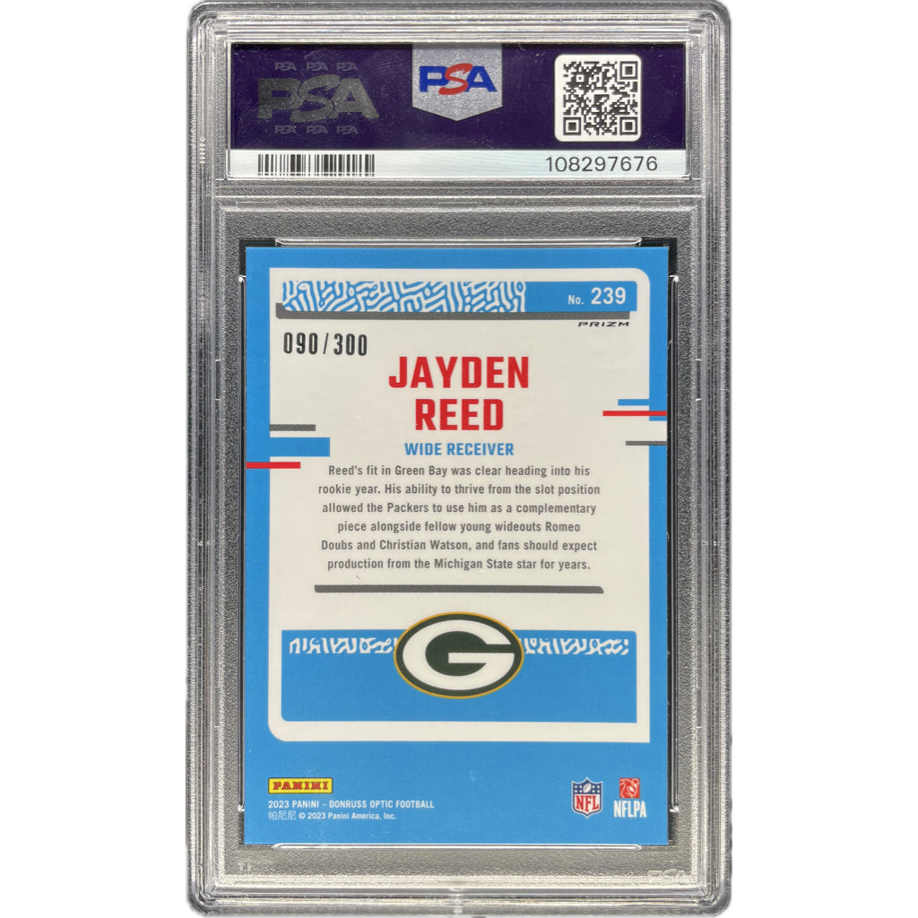 Jayden Reed - 2023 Donruss Optic Wave On-Card Auto PSA Graded Trading Card