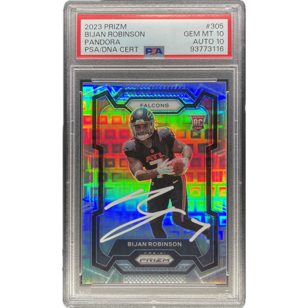 Bijan Robinson - 2023 Panini Prizm Pandora On-Card Auto PSA Graded Trading Card