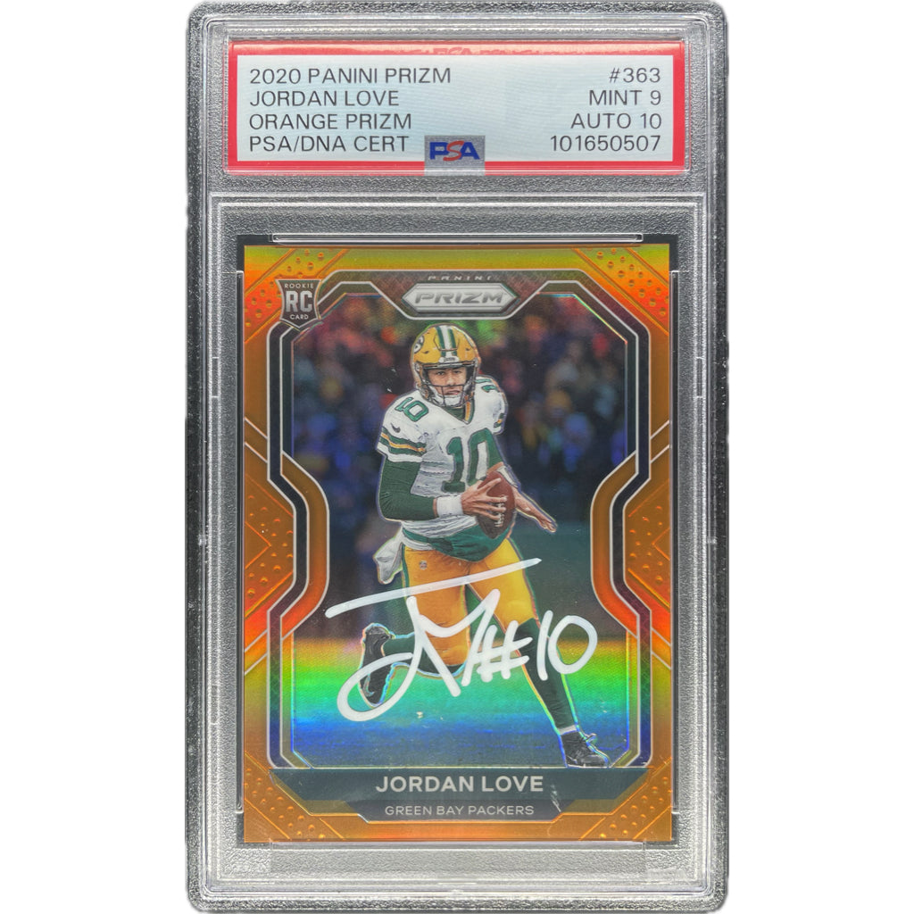 Jordan Love - 2020 Panini Prizm Rookie Orange Prizm #/249 On-Card Autograph - PSA Graded Trading Card