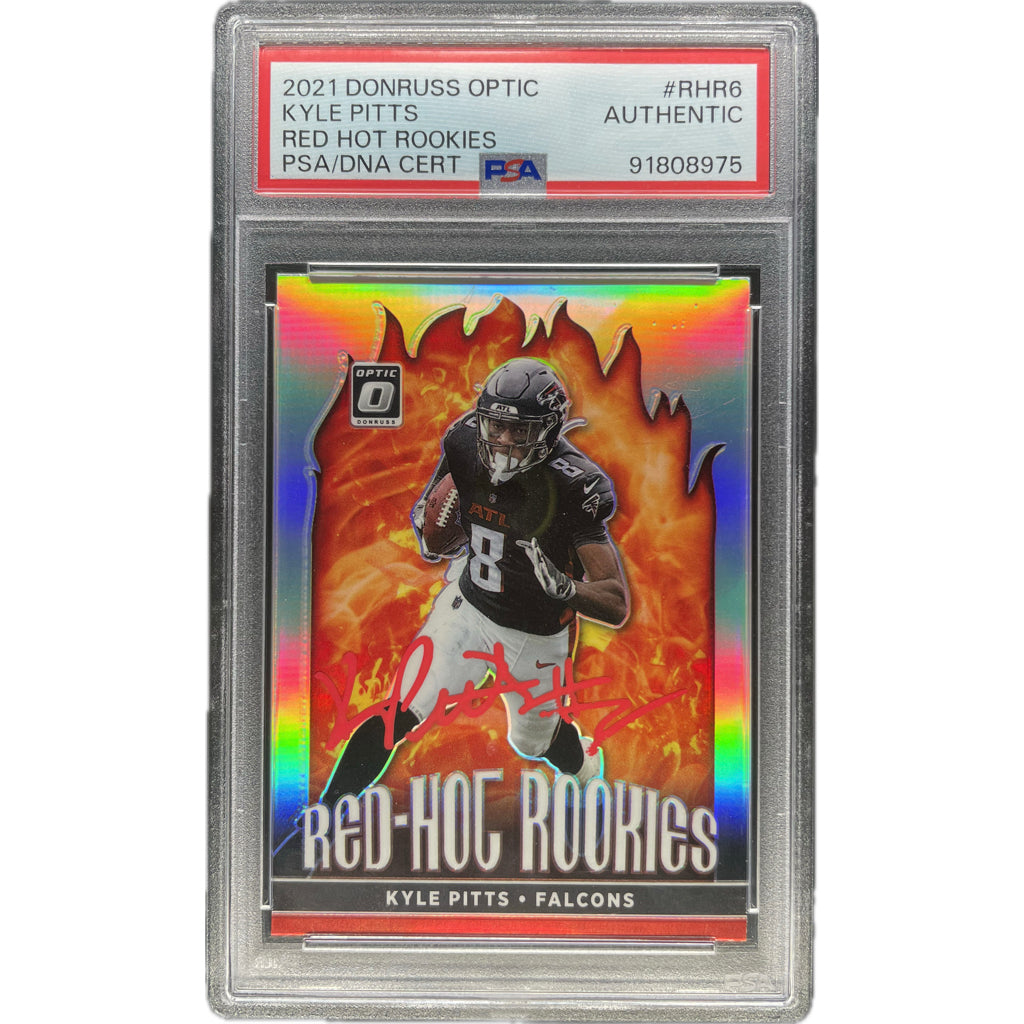 Kyle Pitts - 2021 Donruss Optic Red Hot Rookies On-Card Autograph - PSA Graded Trading Card