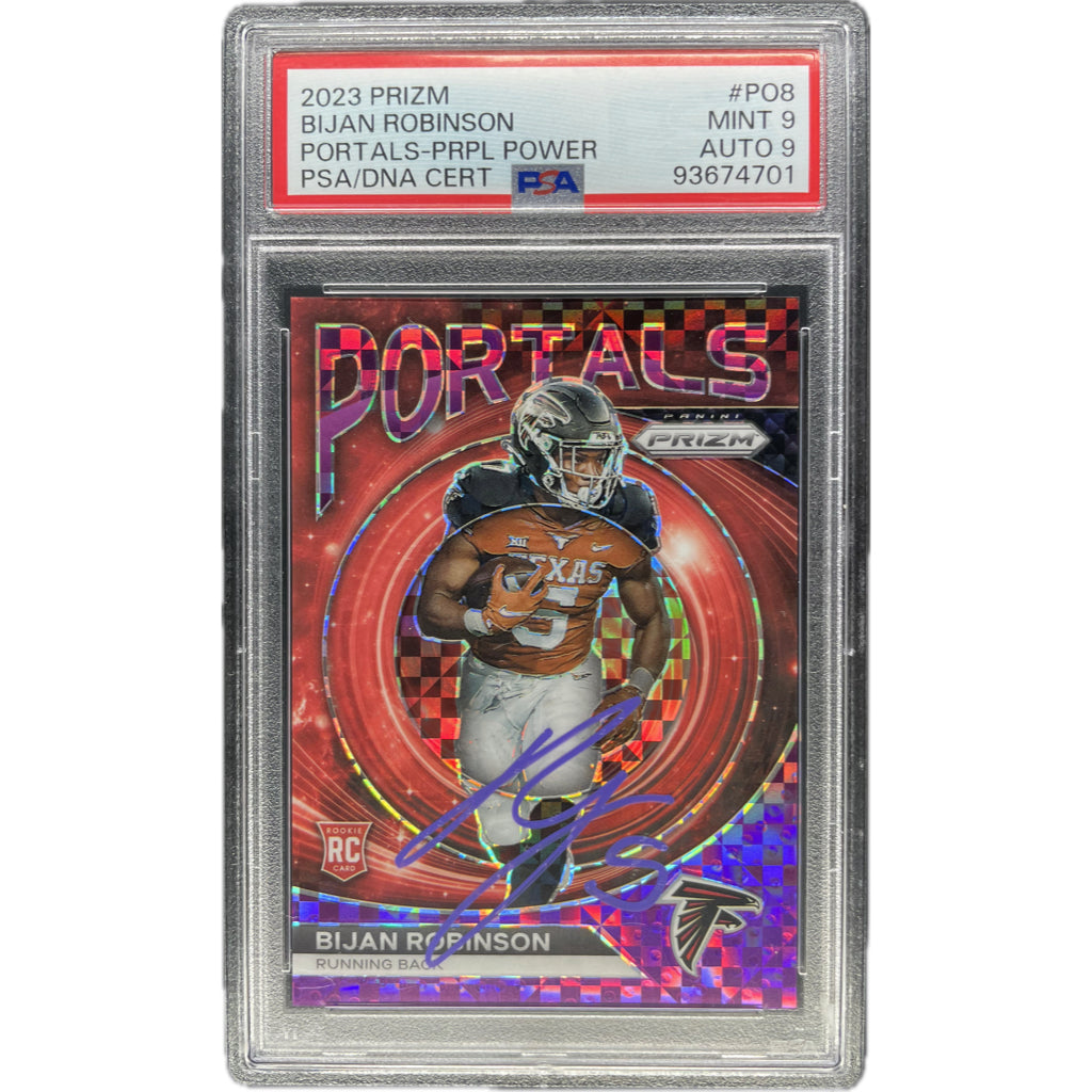 Bijan Robinson - 2023 Prizm Portal Purple Power On-Card Autograph PSA Graded Trading Card