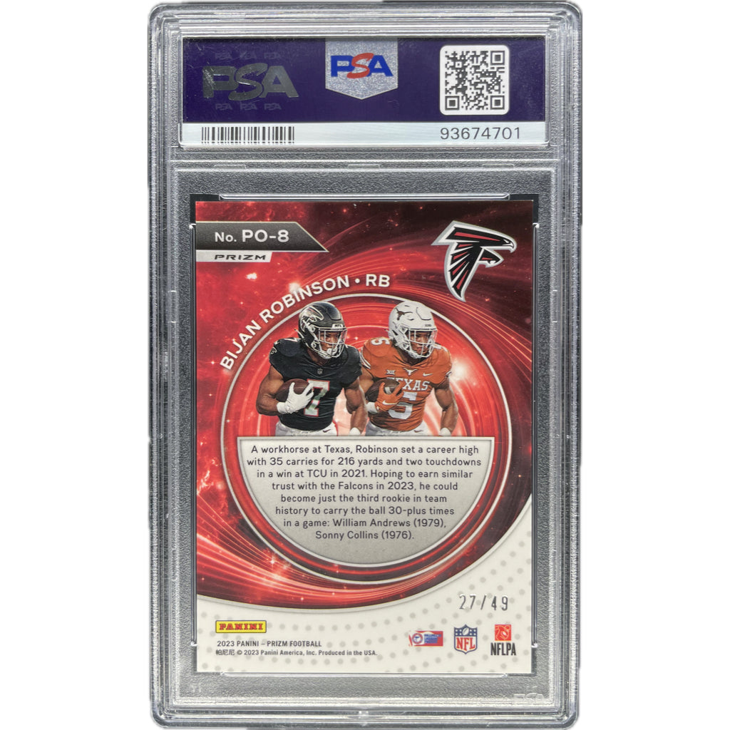 Bijan Robinson - 2023 Prizm Portal Purple Power On-Card Autograph PSA Graded Trading Card