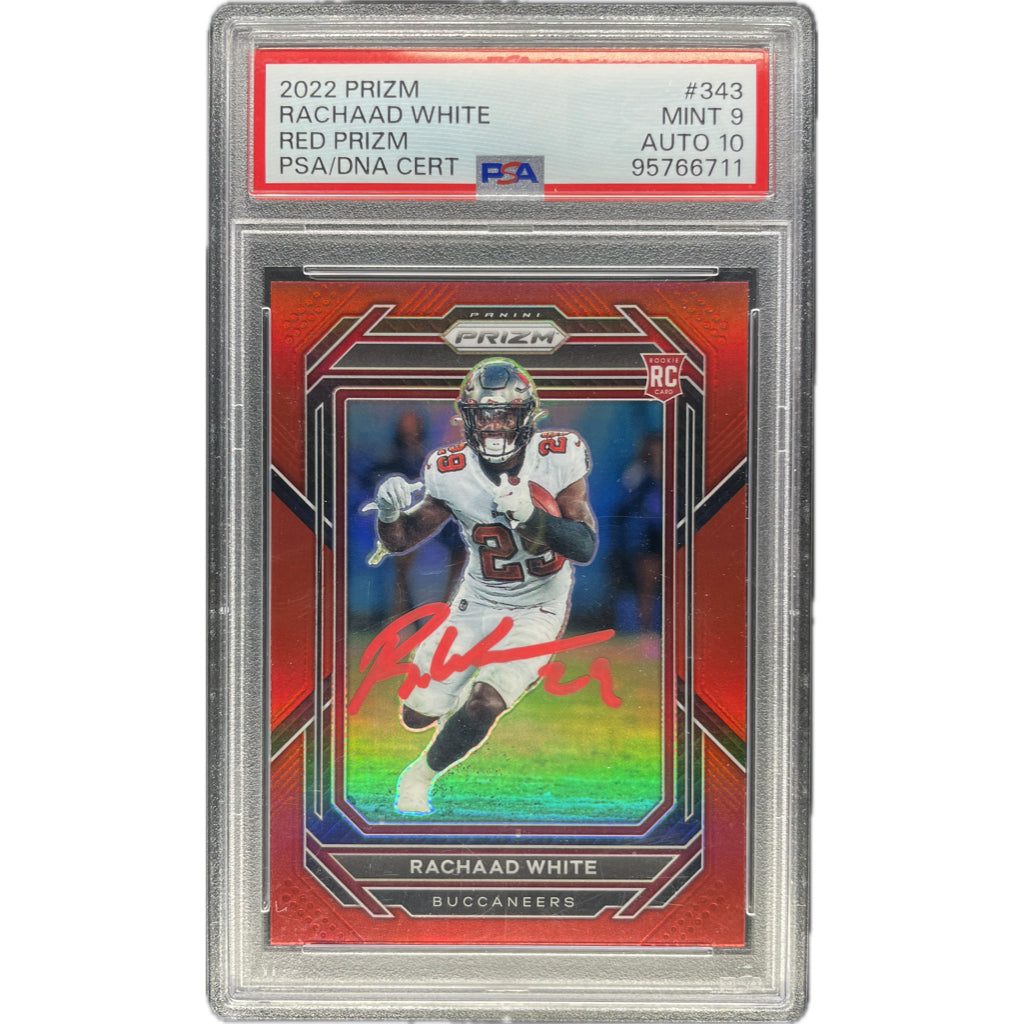 Rachaad White - 2022 Panini Prizm Red On-Card Autograph PSA Graded Trading Card