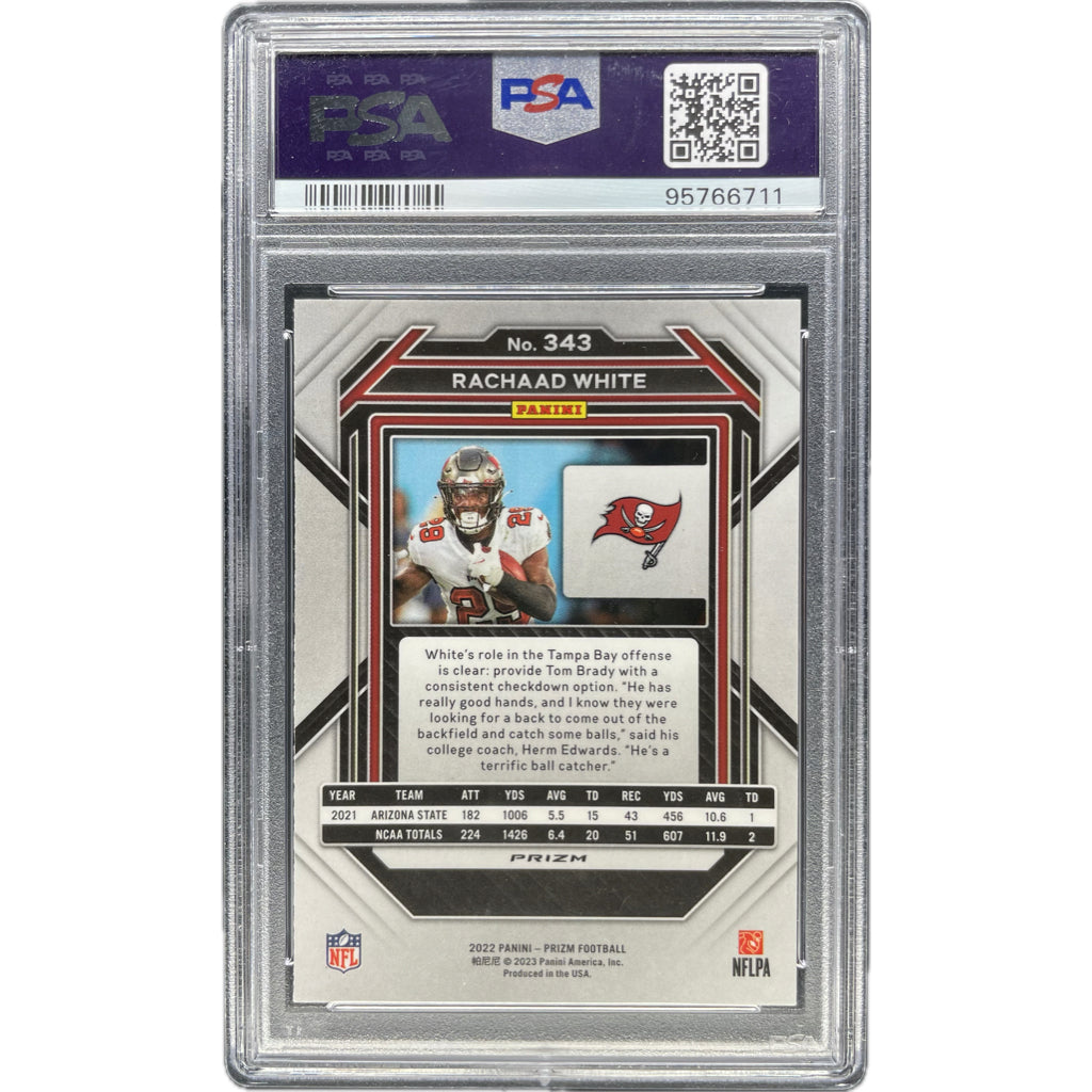 Rachaad White - 2022 Panini Prizm Red On-Card Autograph PSA Graded Trading Card