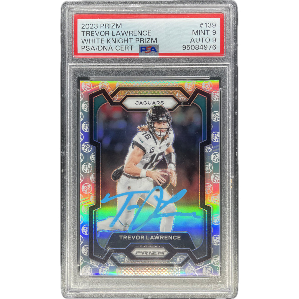 Trevor Lawrence - 2023 Prizm White Knight Prizm On-Card Autograph 1/3 PSA Graded Trading Card