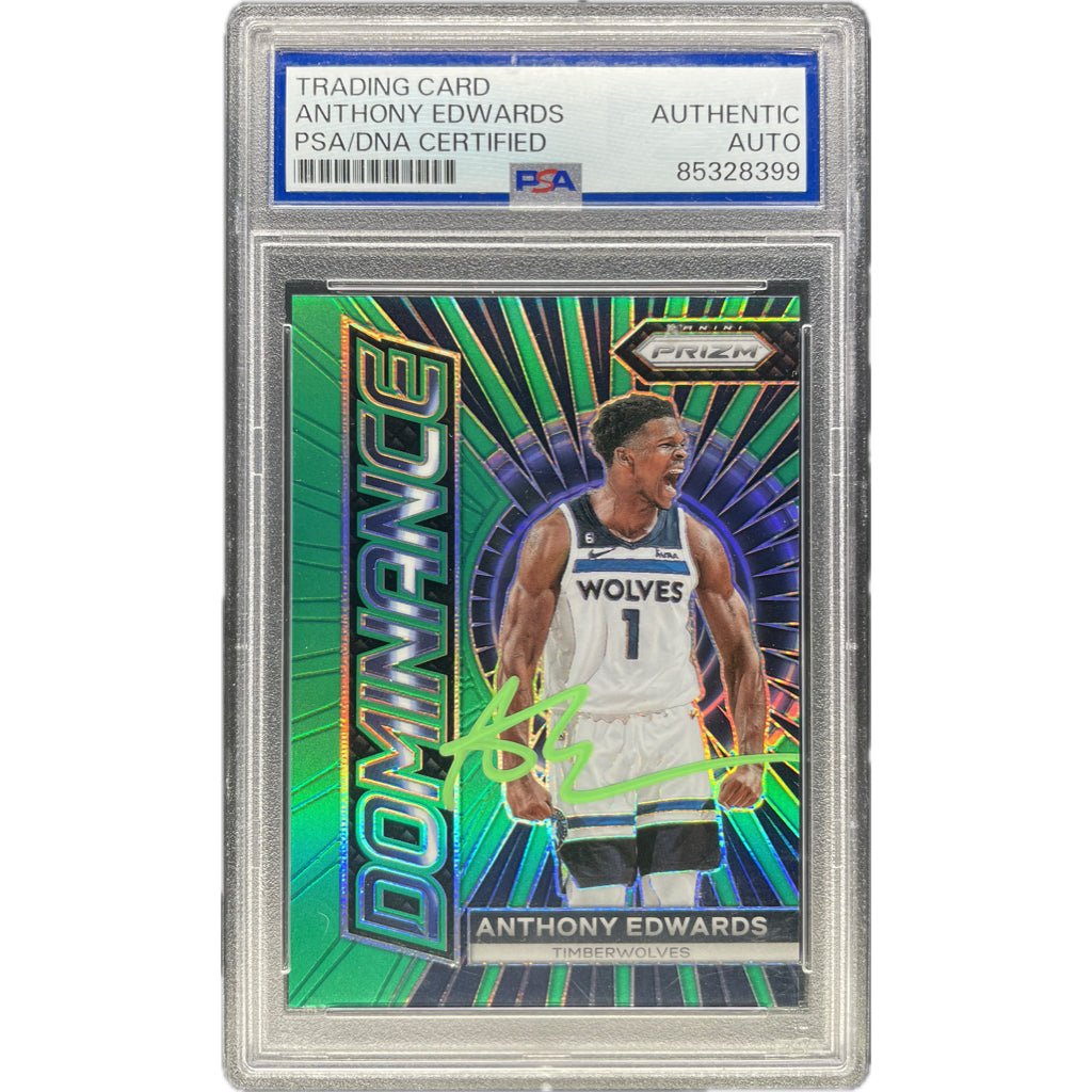 Anthony Edwards - 2023-24 Panini Prizm Dominance Green On-Card Auto PSA Graded Trading Card