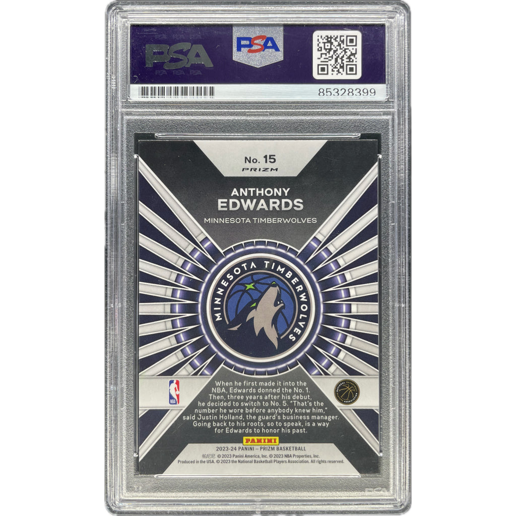 Anthony Edwards - 2023-24 Panini Prizm Dominance Green On-Card Auto PSA Graded Trading Card