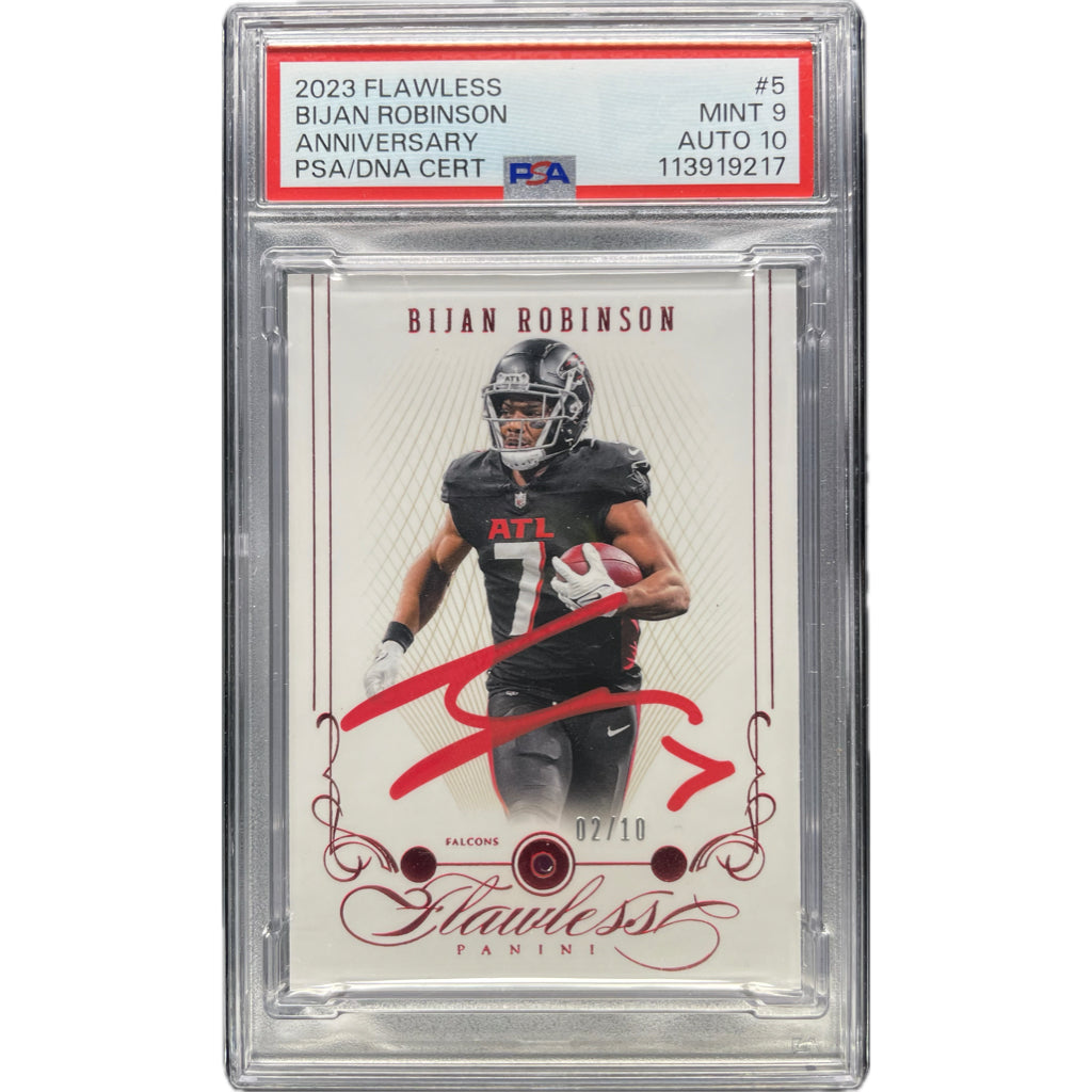 Bijan Robinson - 2023 Panini Flawless Anniversary On-Card Autograph 2/10 PSA Graded Trading Card