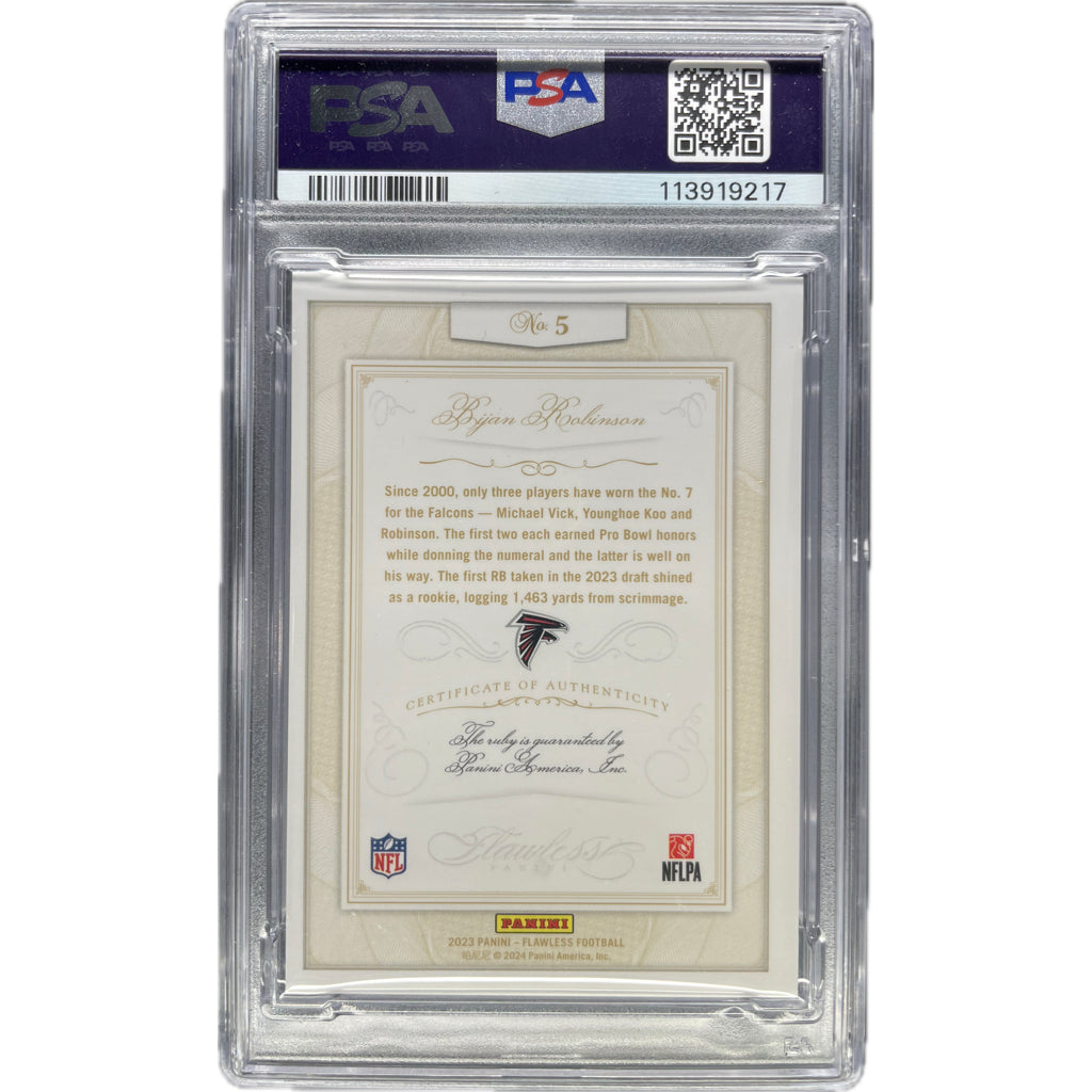 Bijan Robinson - 2023 Panini Flawless Anniversary On-Card Autograph 2/10 PSA Graded Trading Card