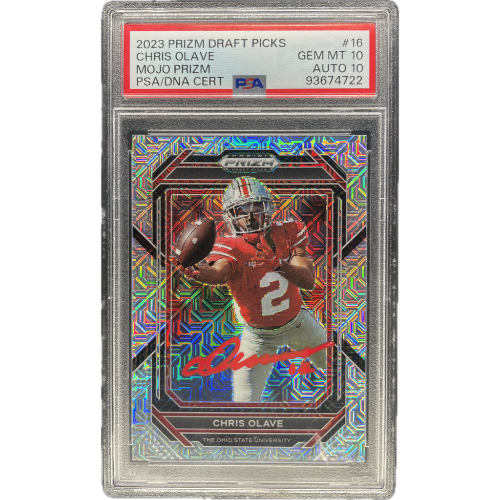 Chris Olave - 2023 Prizm Draft Picks Mojo Prizm #/25  On-Card Autograph - PSA Graded Trading Card