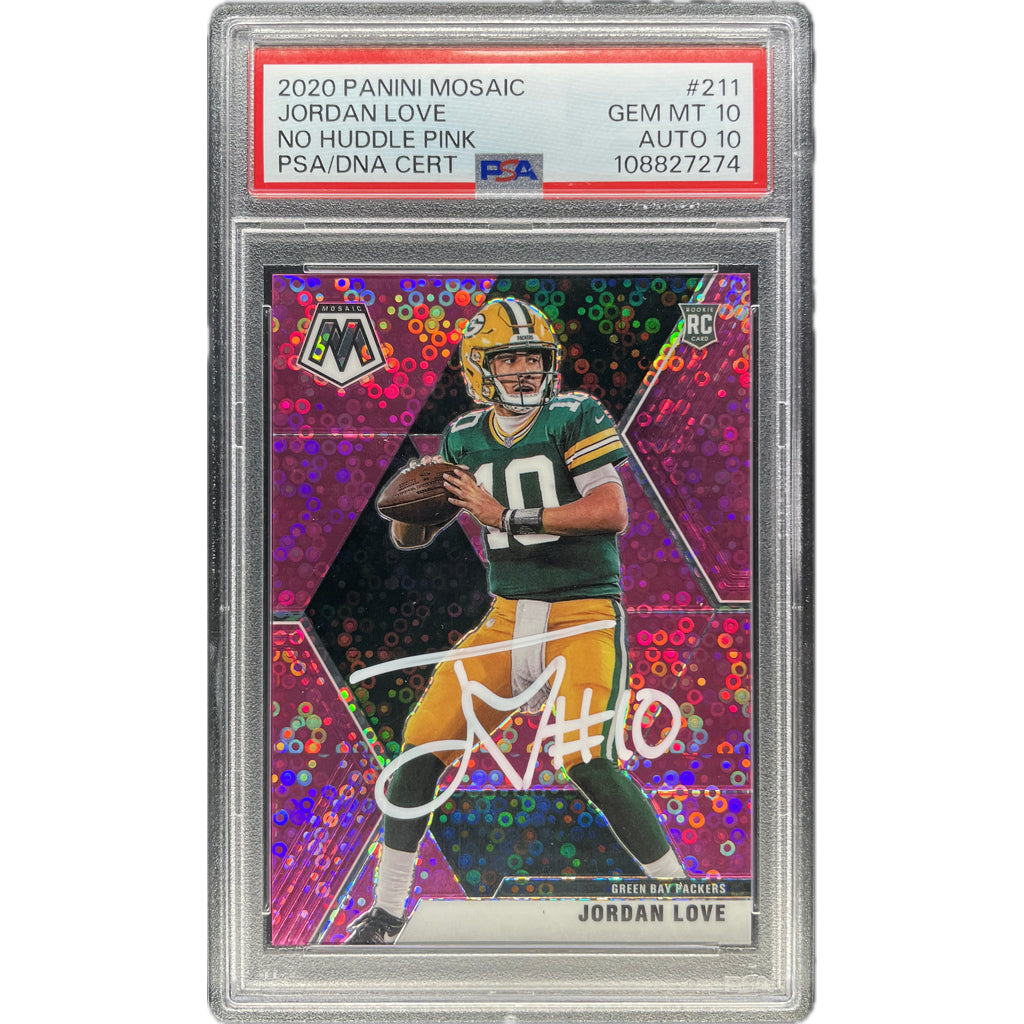 Jordan Love - 2020 Mosaic No Huddle Pink On-Card Auto PSA Graded Trading Card
