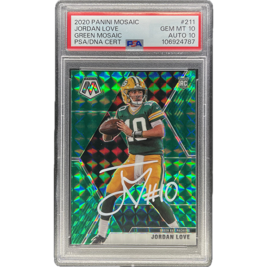 Jordan Love - 2020 Panini Mosaic Green On-Card Auto PSA Graded Trading Card