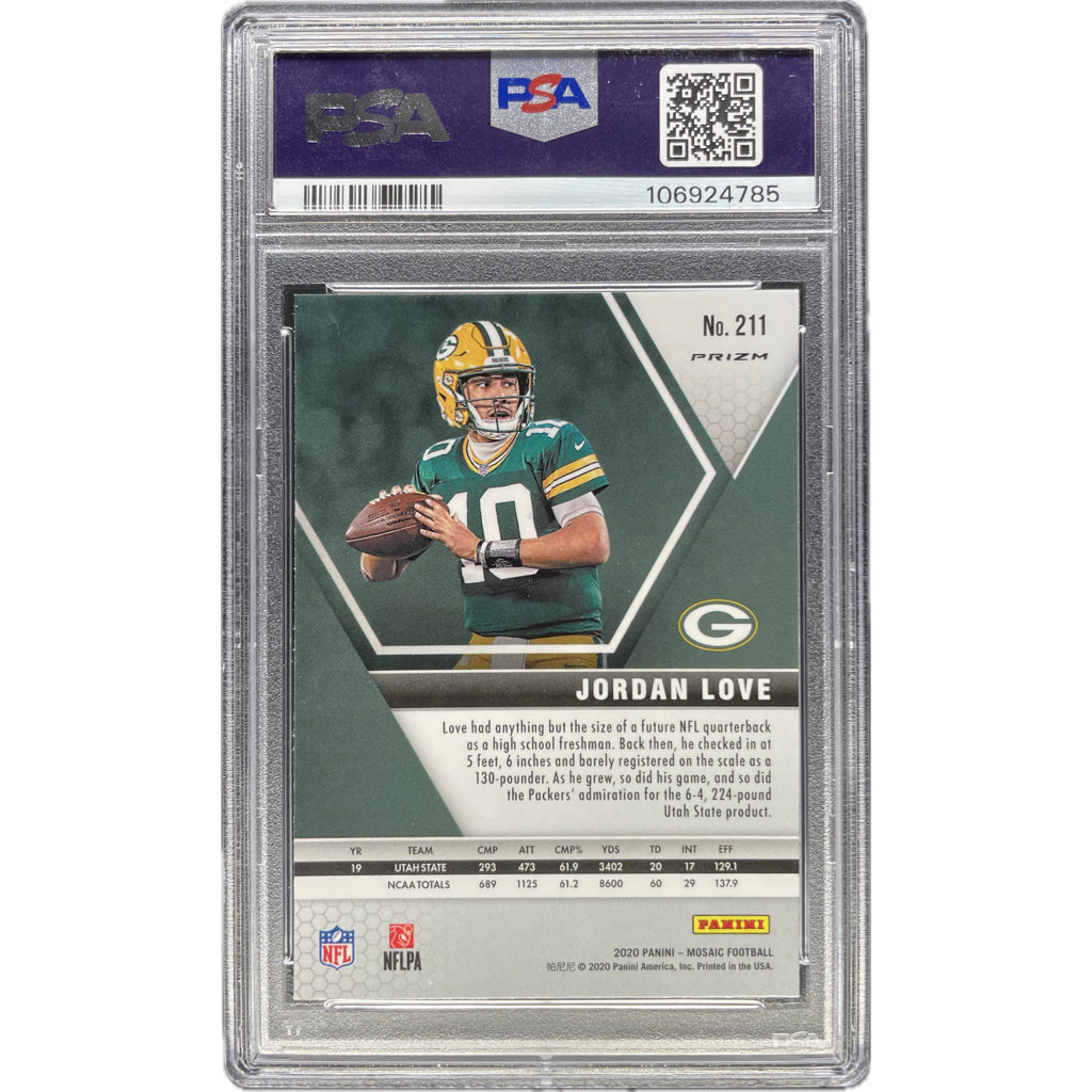 Jordan Love - 2020 Panini Mosaic Red Mosaic On-Card Auto PSA Graded Trading Card