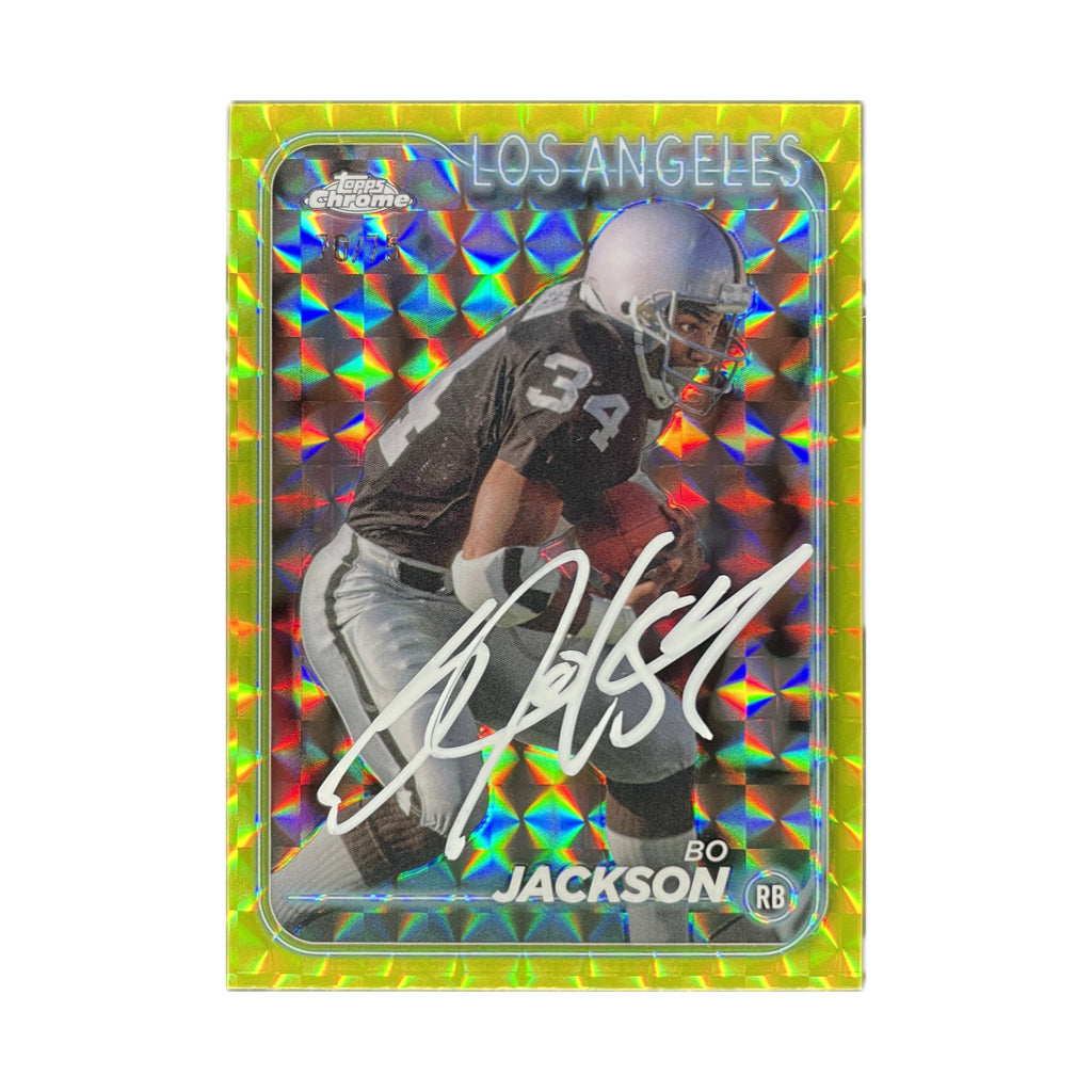 Bo Jackson - 2024 Topps Chrome Football Yellow Geometric Refractor 70/75 On-Card Autograph