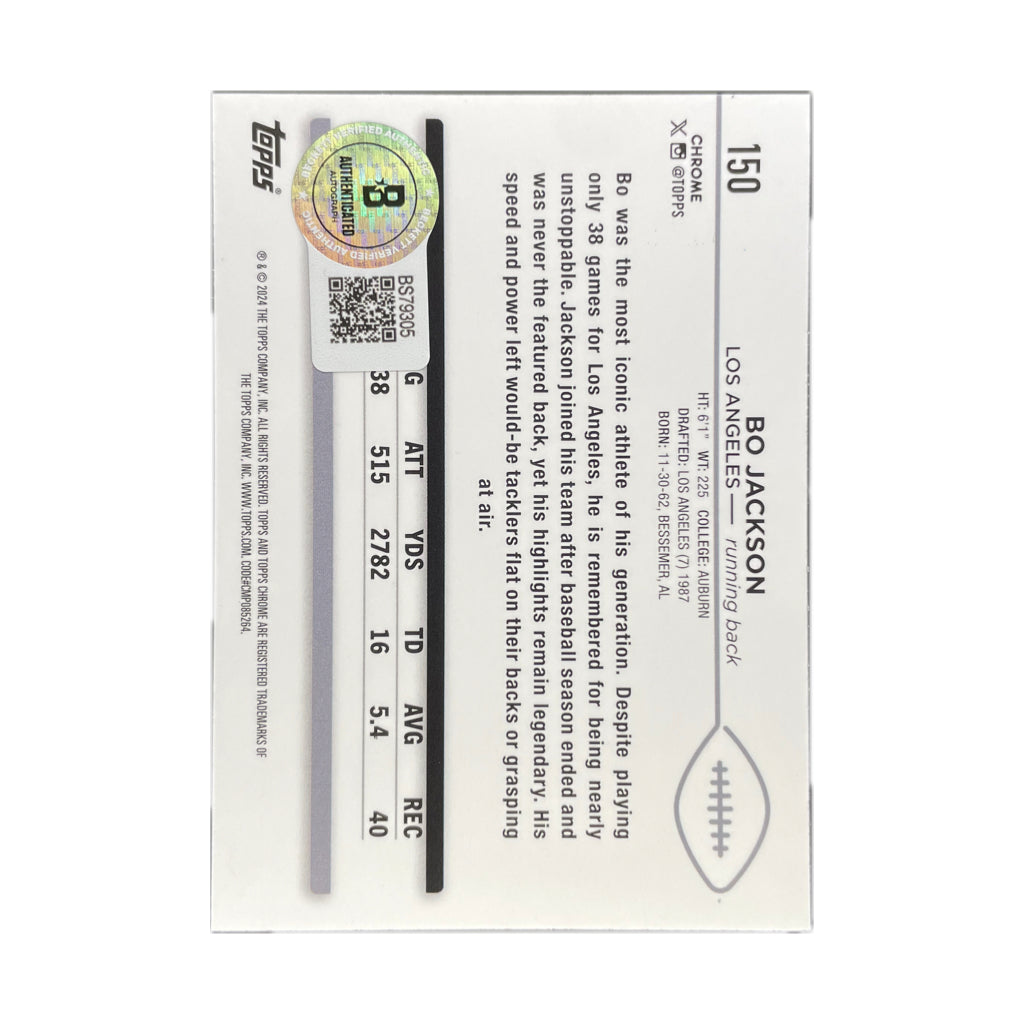 Bo Jackson - 2024 Topps Chrome Football Yellow Geometric Refractor 70/75 On-Card Autograph