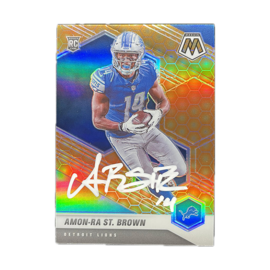 Amonra St. Brown - 2021 Panini Mosaic Honeycomb Rookie Card On-Card Autograph