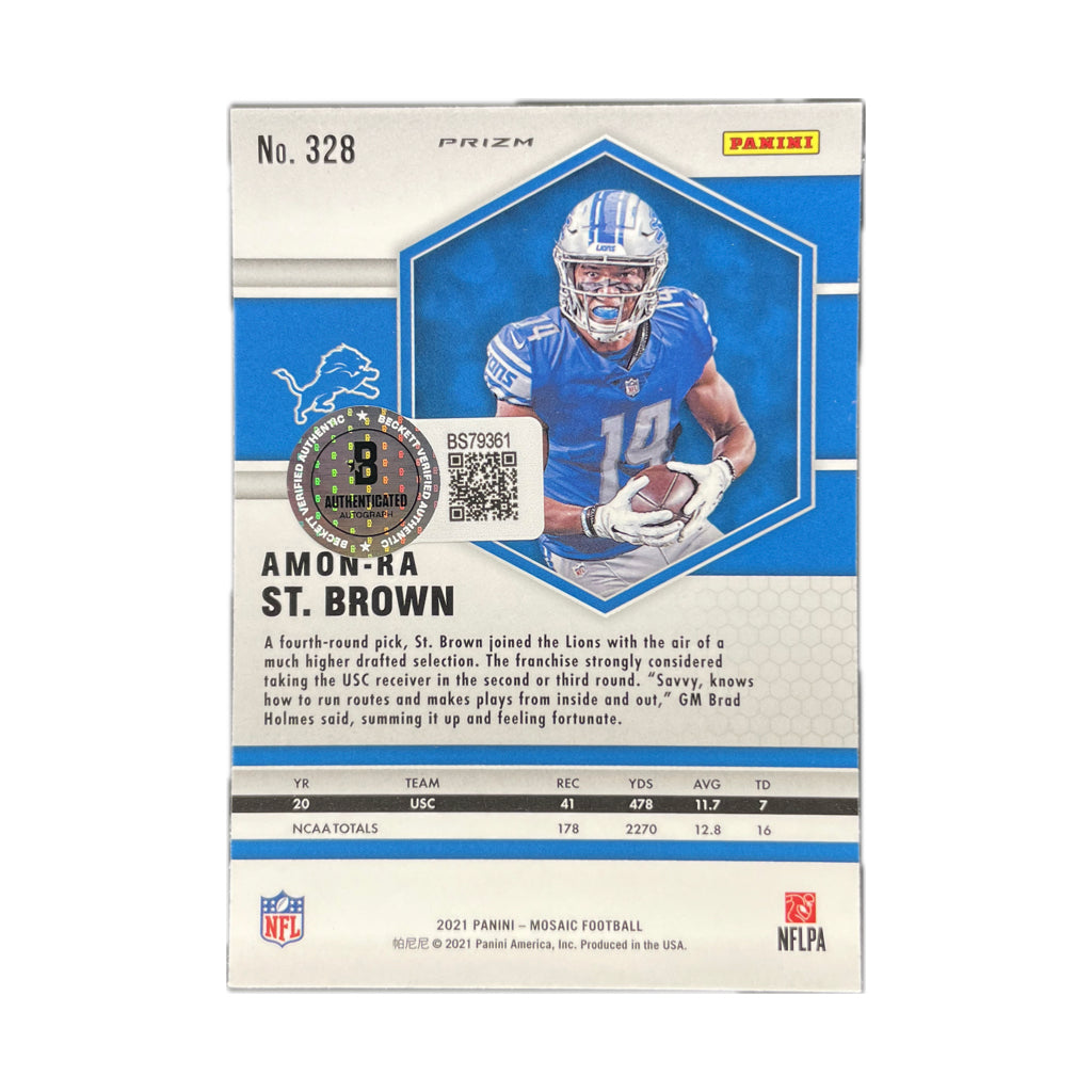 Amonra St. Brown - 2021 Panini Mosaic Honeycomb Rookie Card On-Card Autograph