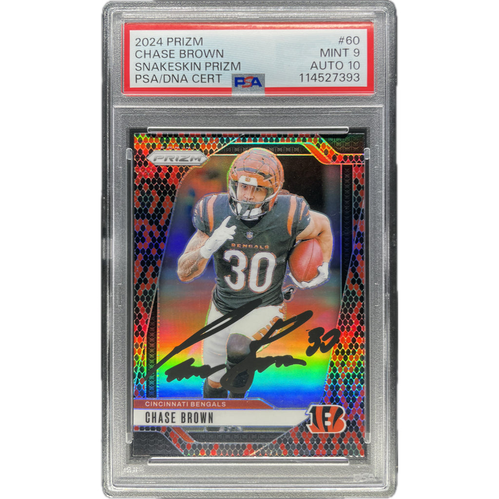 Chase Brown - 2024 Prizm Snakeskin Prizm On-Card Autograph - PSA Graded Trading Card
