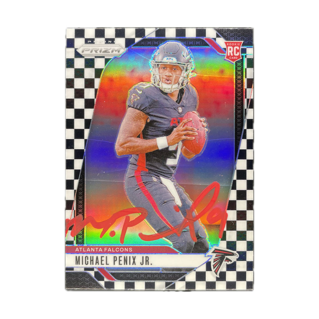 Michael Penix Jr. - 2024 Prizm White & Black Checker On-Card Autograph - Beckett Authenticated Trading Card