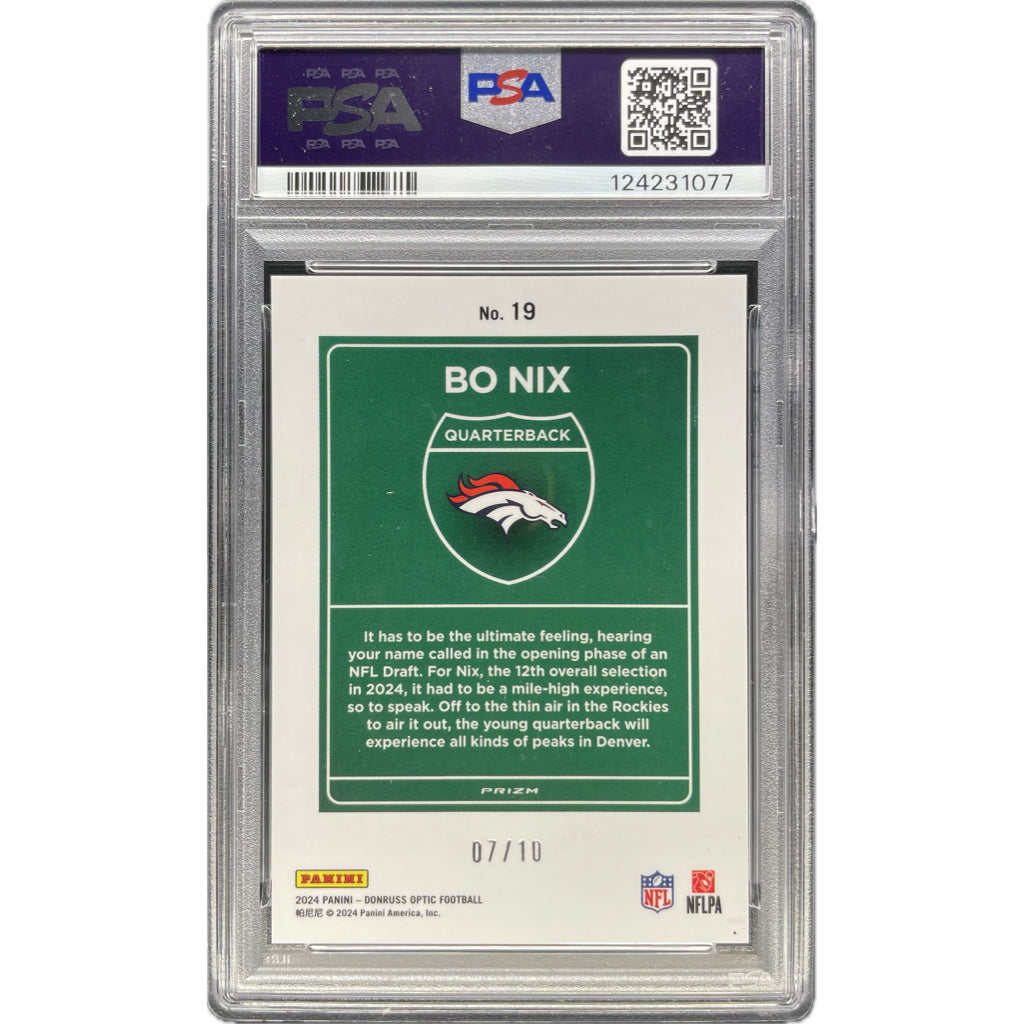 Bo Nix - 2024 Donruss Optic Gold Downtown On-Card Autograph - PSA Authenticated Trading Card