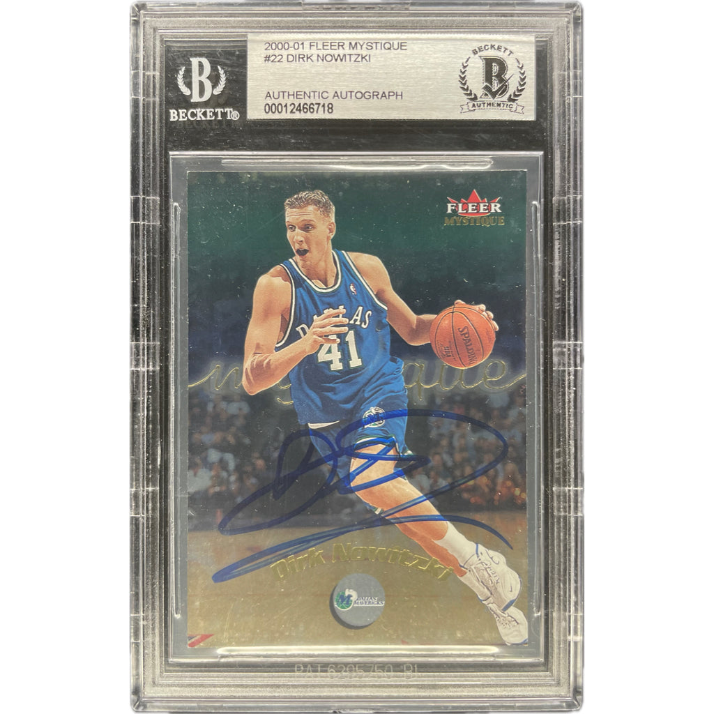 Dirk Nowitzki - 2000-01 Fleer Mystique On-Card Autograph - Beckett Authenticated Trading Card