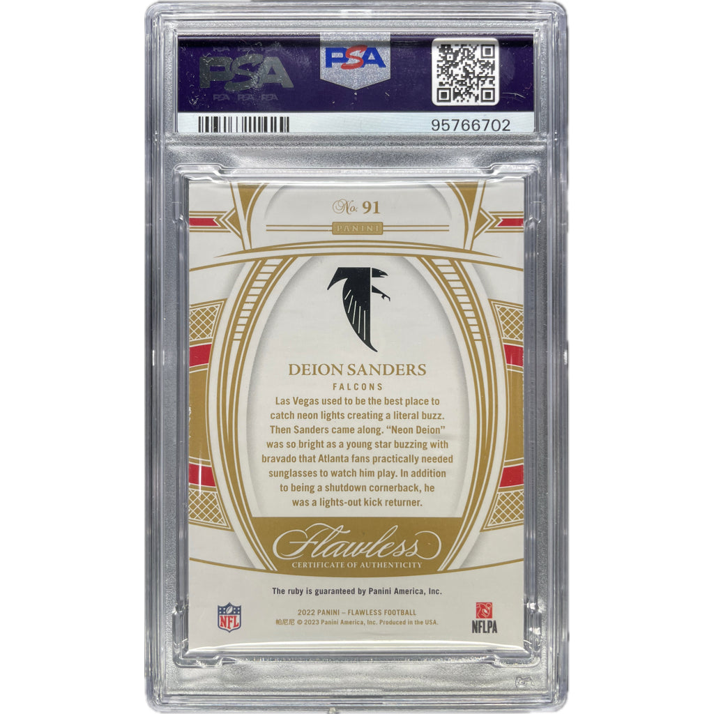 Deion Sanders - 2022 Panini Flawless On-Card Autograph PSA Graded Trading Card