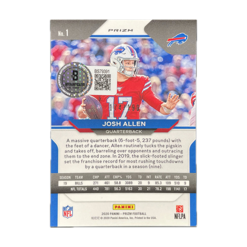 Josh Allen - 2020 Panini Prizm Blue Wave /199 On-Card Autograph