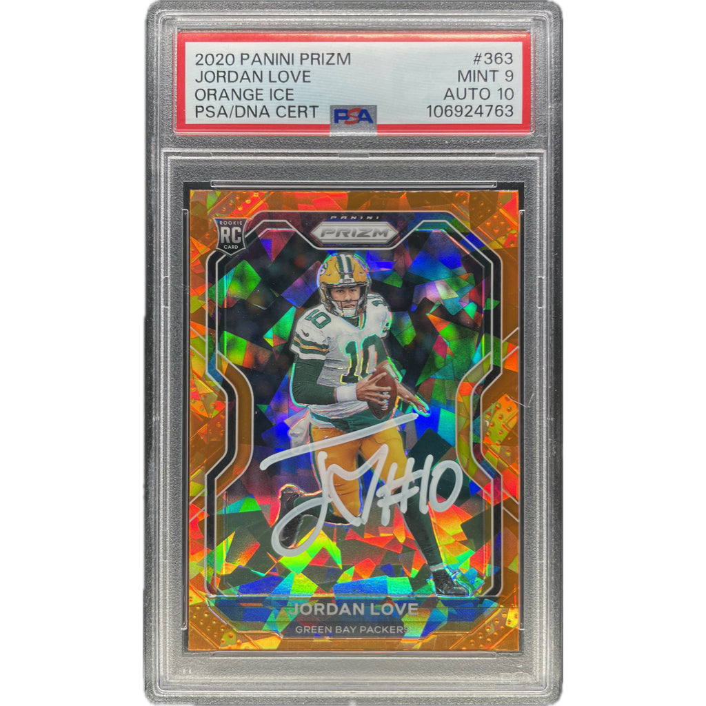 Jordan Love - 2020 Panini Prizm Orange Ice On-Card Autograph PSA Graded Trading Card