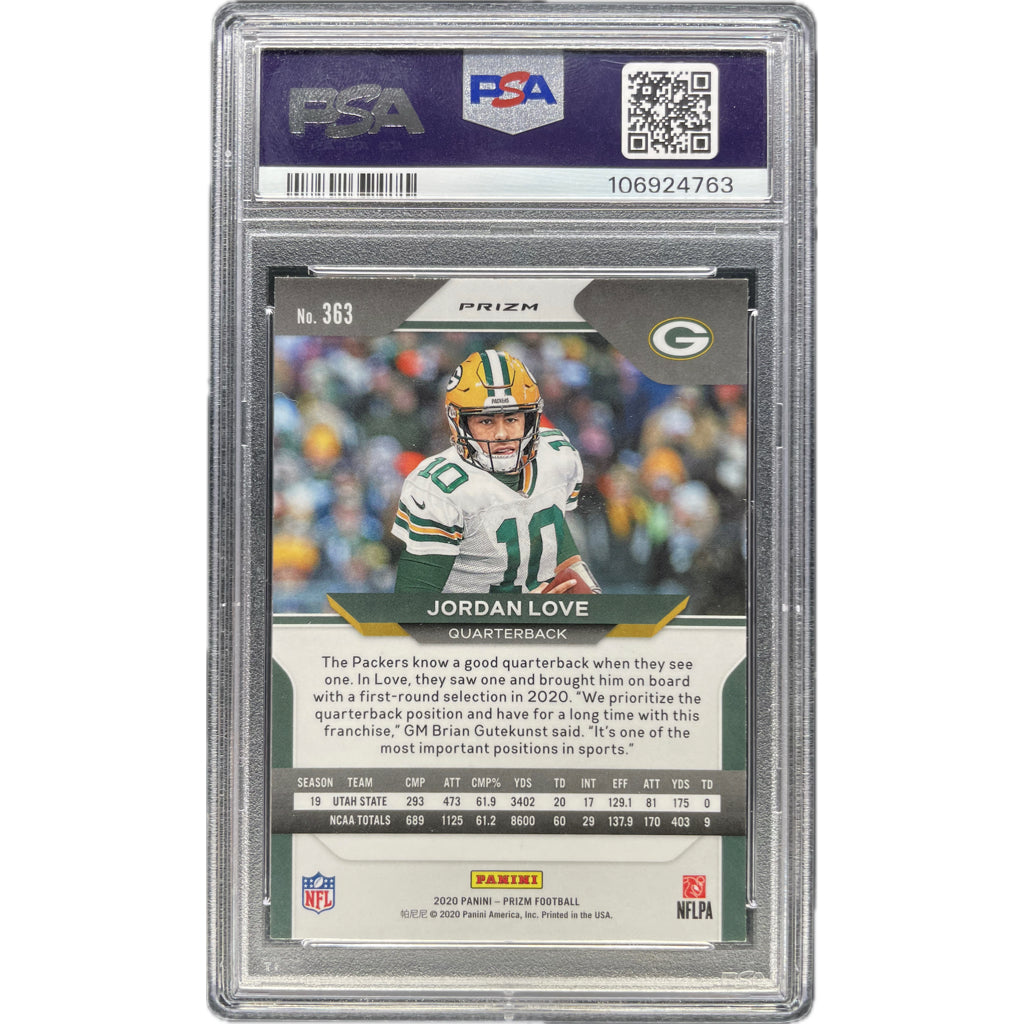 Jordan Love - 2020 Panini Prizm Orange Ice On-Card Autograph PSA Graded Trading Card