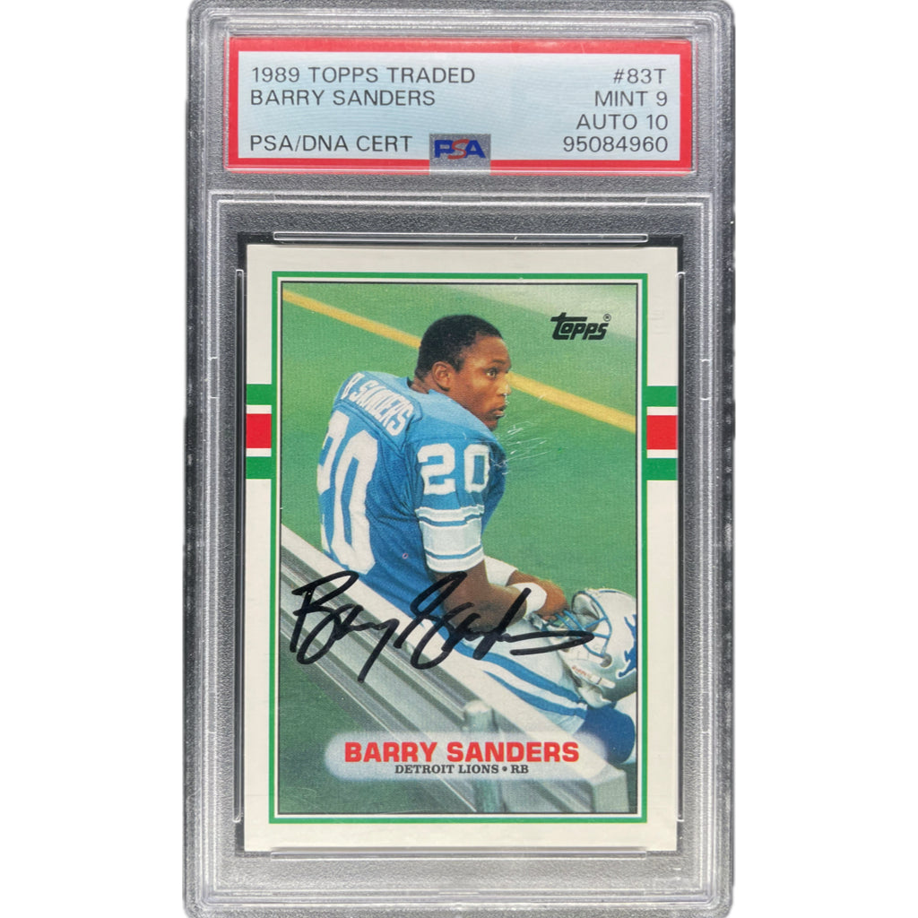 Barry Sanders - 1989 Topps Traded On-Card Auto PSA Graded Trading Card