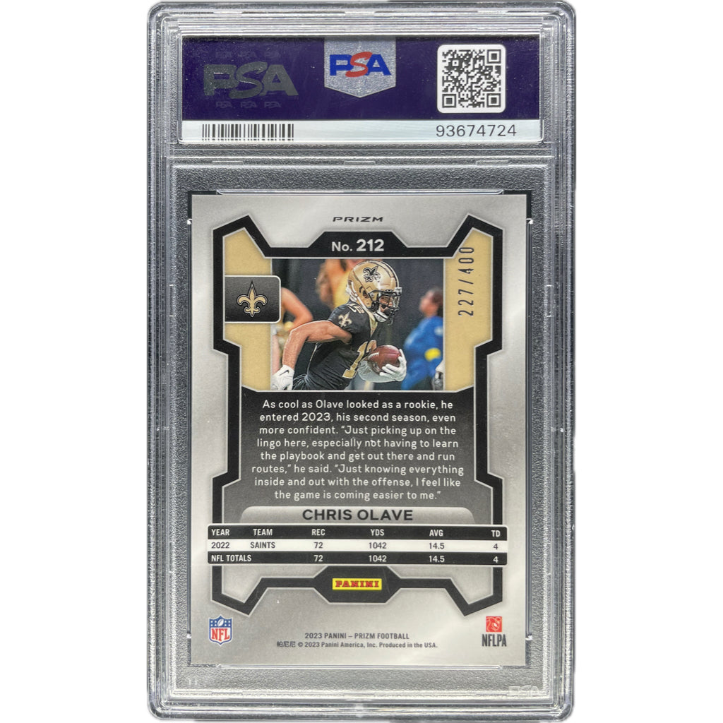 Chris Olave - 2023 Panini Prizm Pandora On-Card Auto PSA Graded Trading Card