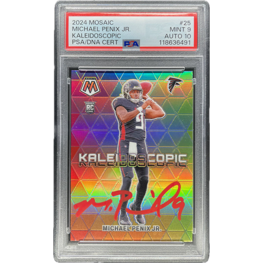 Michael Penix Jr - 2024 Mosaic Kaleidoscopic On-Card Autograph - PSA Graded Trading Card