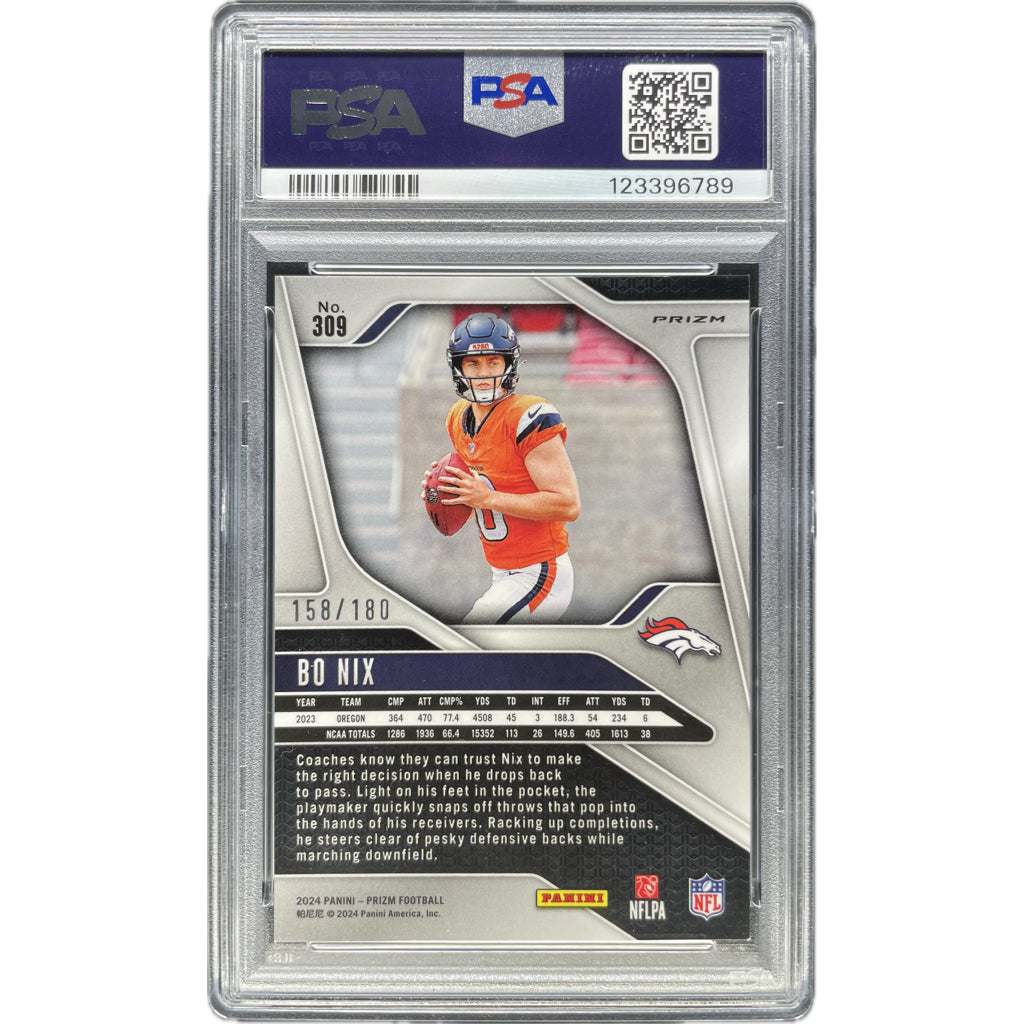 Bo Nix - 2024 Prizm Hyper Prizm On-Card Autograph - PSA Graded Trading Card