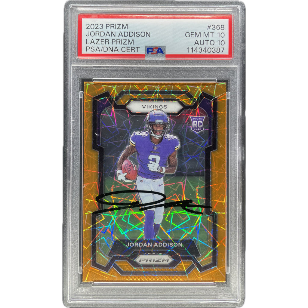 Jordan Addison - 2023 Prizm Lazer Prizm On-Card Autograph - PSA Graded Trading Card