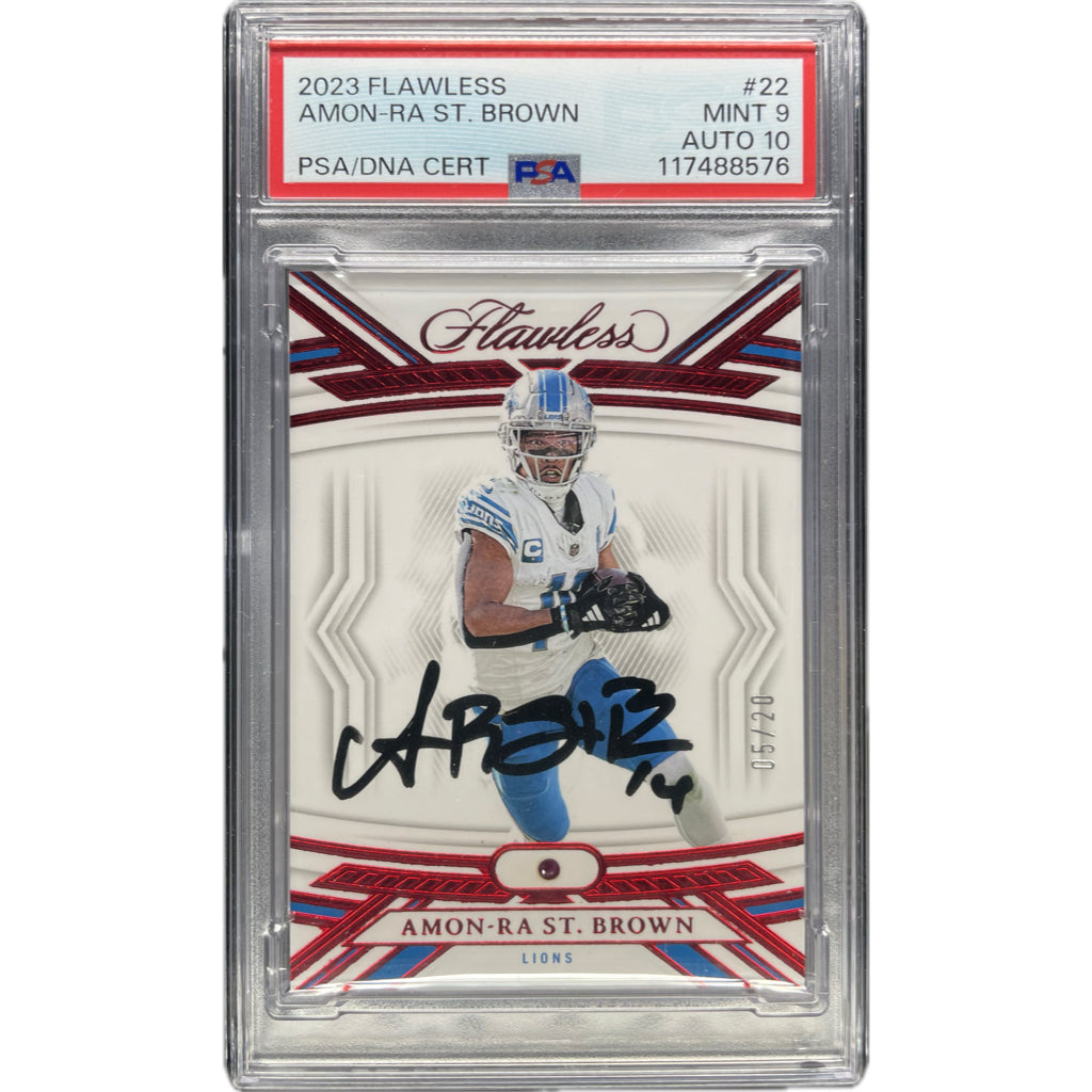 Amon-Ra St.Brown - 2023 Flawless Ruby On-Card Autograph - PSA Graded Trading Card