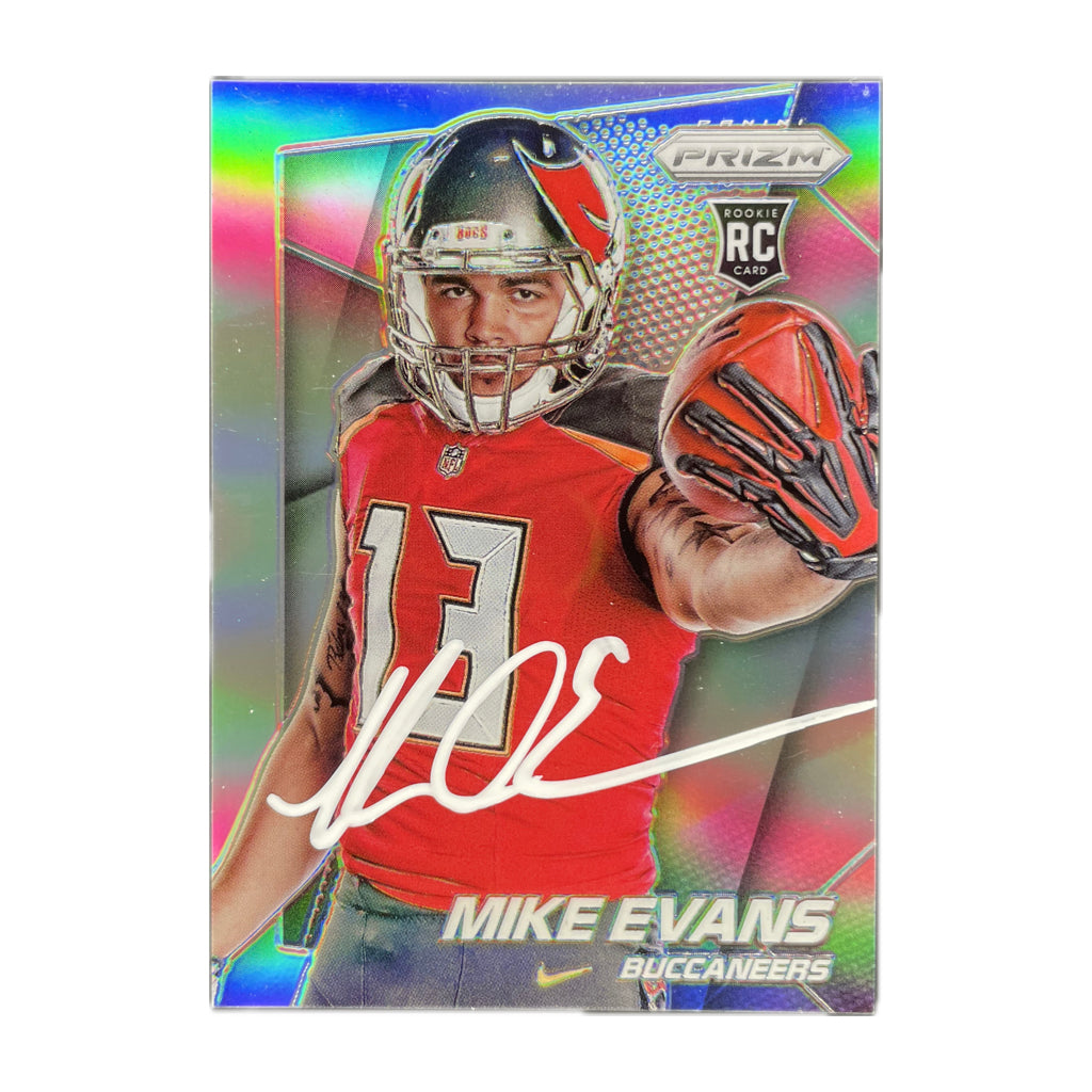 Mike Evans - 2014 Panini Prizm Silver Hand out Variation On-Card Autograph - Beckett Authenticated Trading Card