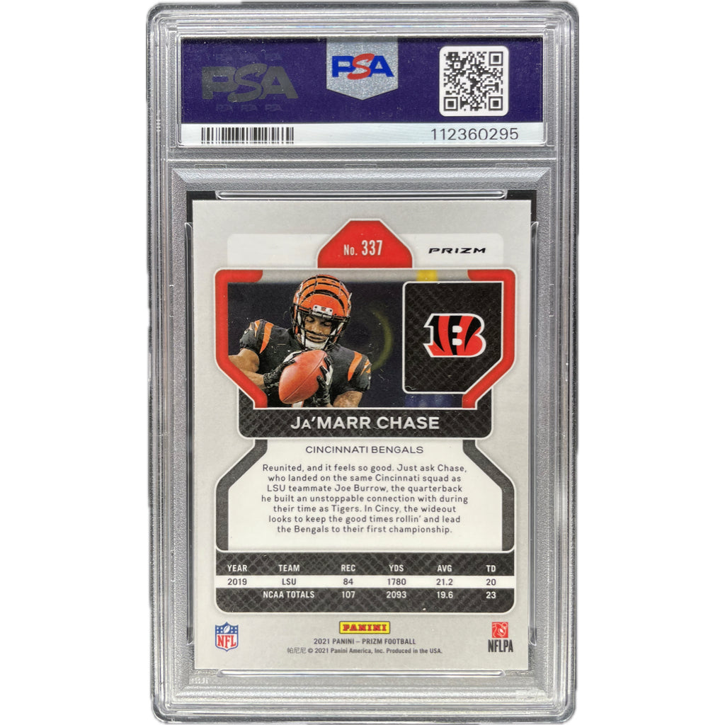 Jamarr Chase - 2021 Panini Prizm Orange Ice On-Card Autograph - PSA Graded Trading Card