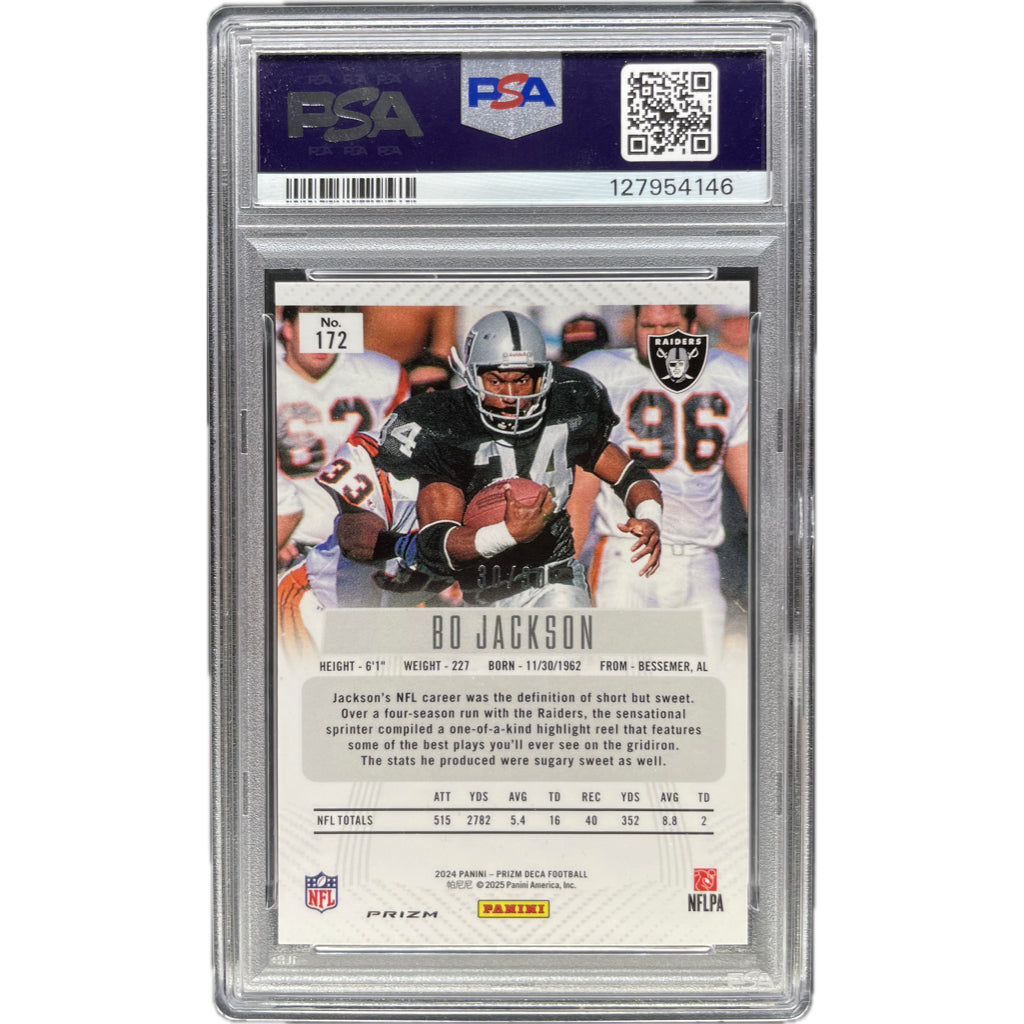 Bo Jackson - 2024 Prizm Deca Mojo Prizm On-Card Autograph - PSA Graded Trading Card