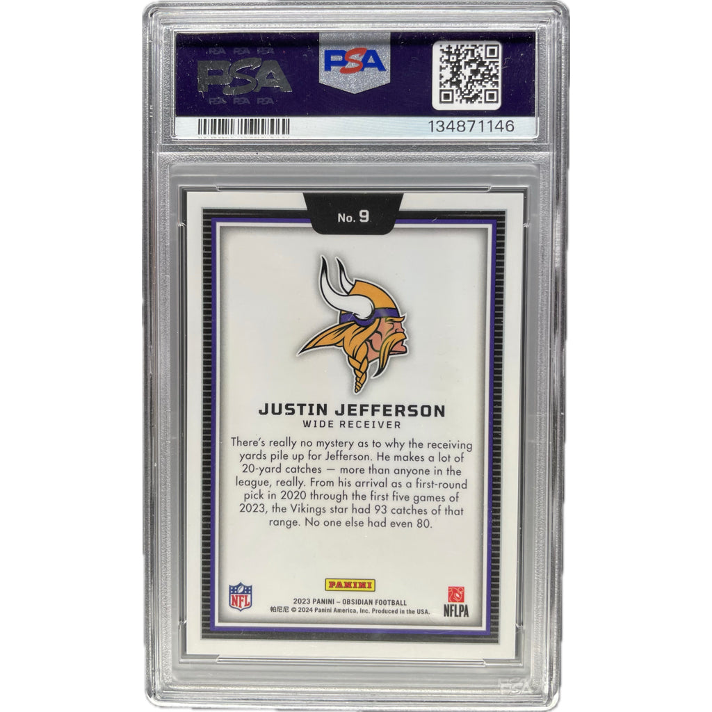Justin Jefferson - 2023 Obsidian Black Color Blast On-Card Autograph - PSA Graded Trading Card